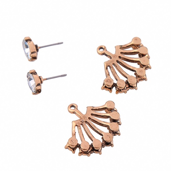 Any 2/$20! Gold Crystal Studs w/Pearl Jacket Earrings - Picture 6 of 10